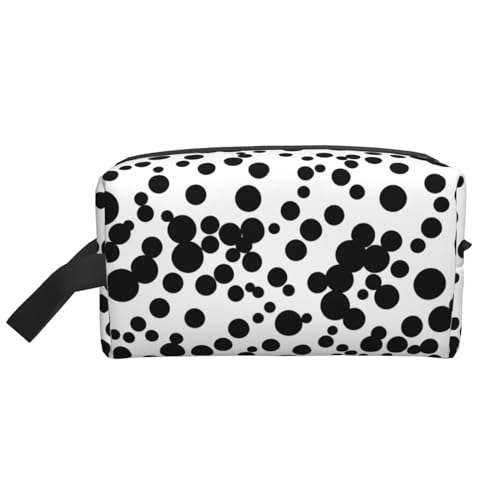 Schwarze und weiße Aufbewahrungstasche mit großen Punkten, kleine Make-up-Tasche für Geldbörse, Reise-Make-up-Tasche, Mini-Kosmetiktasche für Herren, Schwarz und Weiß mit großen Punkten, Einheitsgröße von MDATT