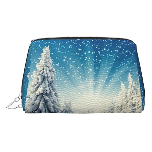 Snow Wonderland Make-up-Organizer mit Tannenbaum-Motiv, für Reisen, tragbare Kulturtasche für Damen, silber, Einheitsgröße, Kulturbeutel von MDATT