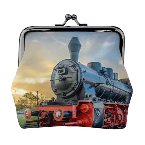 Steam Train1 Bedruckte kleine Münzbörse, leichte Reisebrieftasche für Sightseeing-Touren und Einkaufsbummel, Schwarz , Einheitsgröße, Münztasche von MDATT
