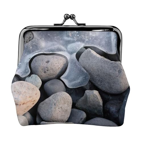 Stones Under Ice Printing Kleine Münzgeldbörse, leichte Reisebrieftasche für Sightseeing-Touren und Einkaufsbummel, Schwarz , Einheitsgröße, Münztasche von MDATT