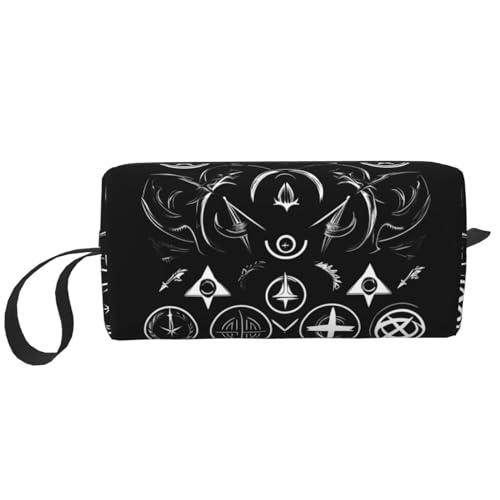 Supernatural Symbols schwarze Aufbewahrungstasche, kleine Make-up-Tasche für Geldbörse, Reise-Make-up-Tasche, Mini-Kosmetiktasche für Herren, Supernatural Symbole, schwarz, Einheitsgröße von MDATT