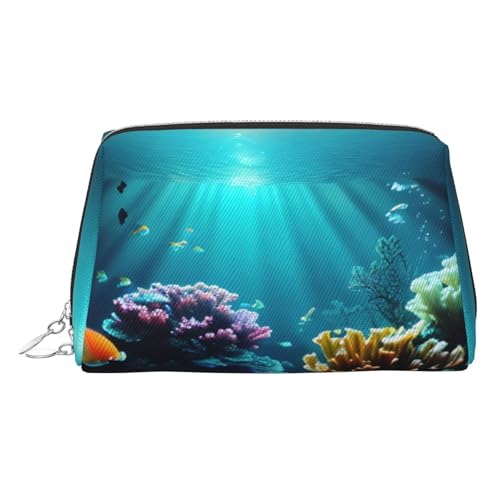 Unterwasserlandschaft Reise-Make-up-Organizer, tragbarer Kulturbeutel für Damen, silber, Einheitsgröße, Kulturbeutel von MDATT