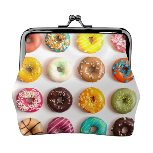 Verschiedene Geschmacksrichtungen von Donuts, kleine Münzbörse, leichte Reisebrieftasche für Sightseeing-Touren und Einkaufsbummel, Schwarz , Einheitsgröße, Münztasche von MDATT