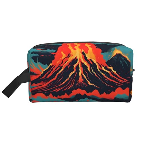 Volcano Kosmetiktasche für Damen, kleine Make-up-Tasche für Geldbörse, Make-up-Tasche, Reise-Make-up-Tasche mit Reißverschluss, Vulkan, Einheitsgröße von MDATT