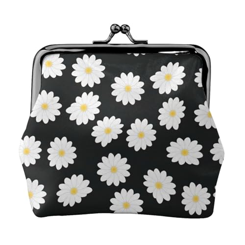 Weiße Gänseblümchen 2 bedruckte kleine Münzbörse, leichte Reisebrieftasche für Sightseeing-Touren und Einkaufsbummel, Schwarz , Einheitsgröße, Münztasche von MDATT