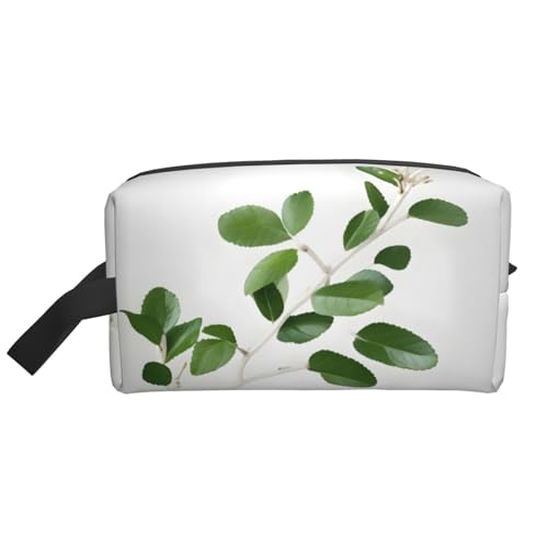 Weiße natürliche grüne Zweig-Aufbewahrungstasche, kleine Make-up-Tasche für Geldbörse, Reise-Make-up-Tasche, Mini-Kosmetiktasche für Herren, Weißer, natürlicher grüner Zweig, Einheitsgröße von MDATT