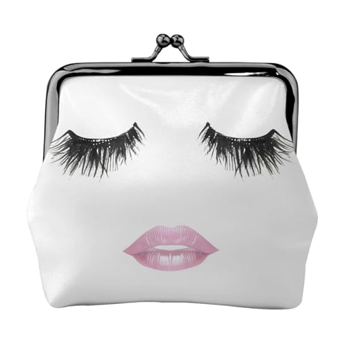 Wimpernlippe weiße kleine Make-up-Tasche für Geldbörse, tragbare Mini-Kosmetiktaschen, für Fitnessstudio und den täglichen Gebrauch, Schwarz , Einheitsgröße, Münztasche von MDATT
