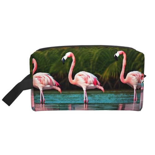 Zwei Flamingo-Kosmetiktaschen für Damen, kleine Make-up-Tasche für Geldbörse, Make-up-Tasche, Reise-Make-up-Tasche mit Reißverschluss, Zwei Flamingos, Einheitsgröße von MDATT