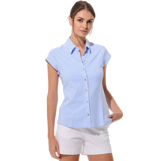 MDC Cap Sleeve Button Down Halbarm Polo hellblau von MDC