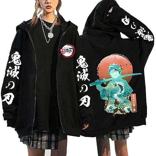 MDEM Anime Demon Slayer Mange Zip Up Hoodie Kimetsu No Yaiba Y2k Korean Style Sweatshirt Tanjirou Kamado Nezuko Graphic Zipper Jacket-style2||XL von MDEM