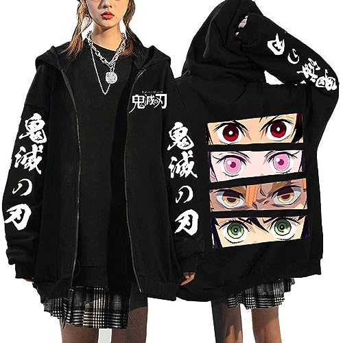 MDEM Anime Demon Slayer Mange Zip Up Hoodie Kimetsu No Yaiba Y2k Korean Style Sweatshirt Tanjirou Kamado Nezuko Graphic Zipper Jacket-style8||4XL von MDEM