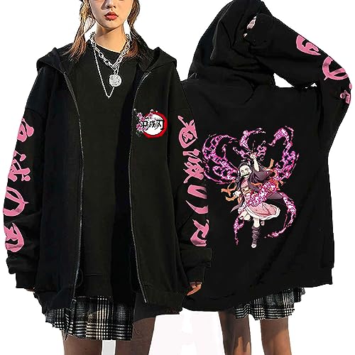 MDEM Anime Sweatshirt Kimetsu No Yaiba Demon Slayer Zipper Jackets Kokushibo Kamado Nezuko Hoodies Kyoujurou Long Sleeve Sweatshirts-style11||4XL von MDEM