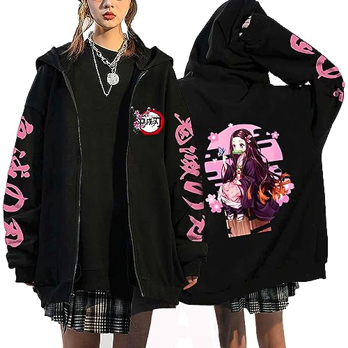 MDEM Anime Sweatshirt Kimetsu No Yaiba Demon Slayer Zipper Jackets Kokushibo Kamado Nezuko Hoodies Kyoujurou Long Sleeve Sweatshirts-style15||3XL von MDEM