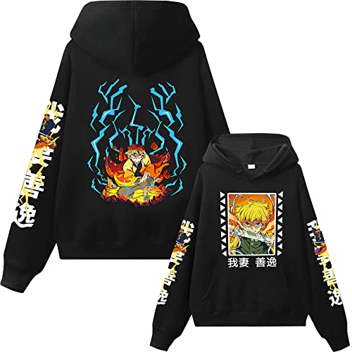 MDEM Demon Slayer Anime Hoodie Zenitsu Cosplay Hip Hop Pullovers Top Man Frau Kleidung-style7||L von MDEM