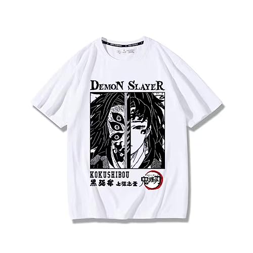 MDEM Kokushibo Anime T-Shirts Dämon Slayer Manga Grafik Gedruckt Oversize Männer Baumwolle Kurzarm T-Shirt Frauen Top Sommer Paar Kleidung-style1||S von MDEM