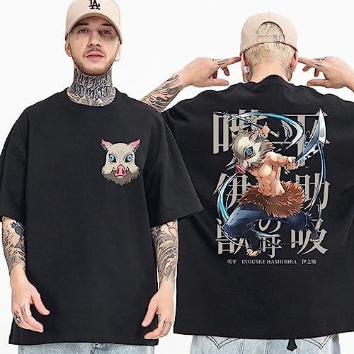 MDEM Neue T Hemd Dämon Slayer Kimetsu Keine Yaiba Inosuke Schwein Junge Lustige Mashup Schwarz T-Shirt Atmungsaktive Baumwolle T Shirt Kurzarm-style7||XL von MDEM