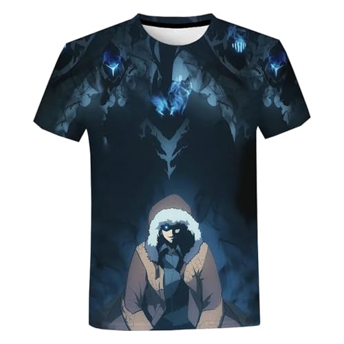 MDEM Sommer Solo Ebene Anime Manga 3D Gedruckt T-Shirt Straße Tragen Männlich Weiblich Casual Mode Übergroßen Crewneck T-Shirt Kinder T-style2||4XL von MDEM