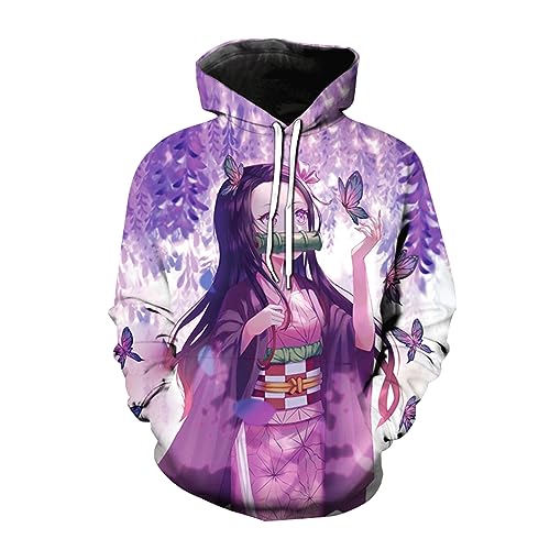 MDEM Trendy Anime Hoodies Demon Slayer Kimetsu No Yaiba 3D-Druck Kapuzenpullover Herren Damen Mode Pullover Hip Hop Hoodie Kleidung-style22||M von MDEM
