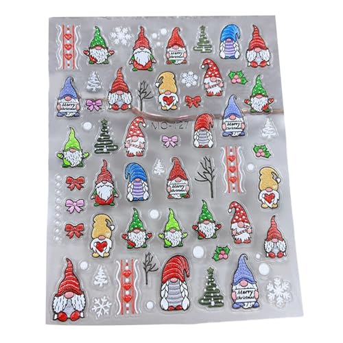 5D Weihnachten Art Aufkleber Neujahr Art Abziehbilder Geprägte Schneeflocke Schneemann Weihnachten Urlaub Nageldekorationen von MDHQ