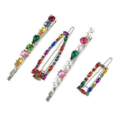 Glitzernde Strass-Haarspangen, bunte Kristall-Haarspangen, süßer Kopfschmuck, Haarschmuck für Damen und Mädchen, 4 Stück von MDHQ