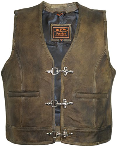 Biker Lederweste Kutte aus echtem Leder in einem schönen Braun (M) von MDM