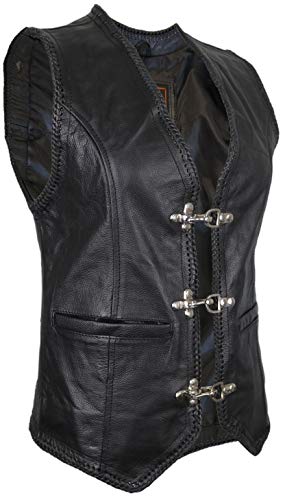Damen Lederweste, Bikerweste, Motorradlederweste, Clubweste, Chopperweste, Rocker Weste, Kutte, Vest, Leather Vest, Leather Waistcoat (XXXL) von MDM