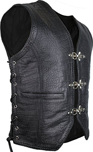 Herren Lederweste im Crocodile-Style, aus echtem Rindsleder (4XL) von MDM
