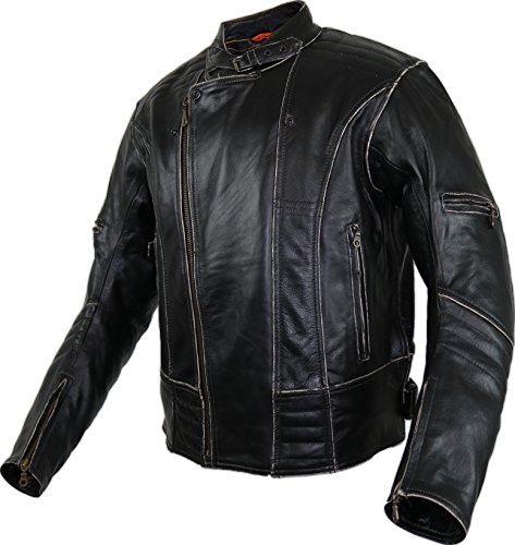 Herren Motorrad Lederjacke in schwarz aus echtem Rindsleder von MDM