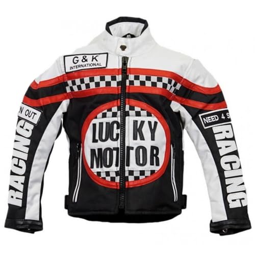 Kinder Bikerjacke in schwarz/weiß, Motorradjacke, Racing Jacke (M) von MDM