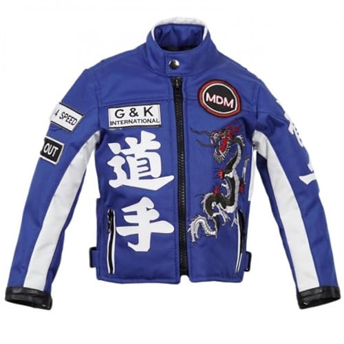 Kinder Motorradjacke in blau, Racer Jacke, Bikerjacke, Racingjacke, (M) von MDM