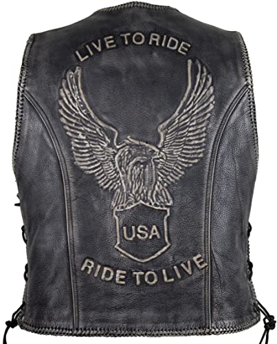 Lederweste mit einer Adler Prägung im Vintage Leder (M) von MDM