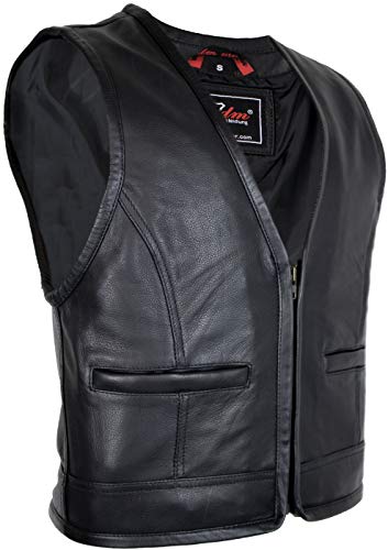 MDM Biker Lederweste mit Reißverschluss, Herren, schwarz, Rindsleder (Gr. 4XL) von MDM