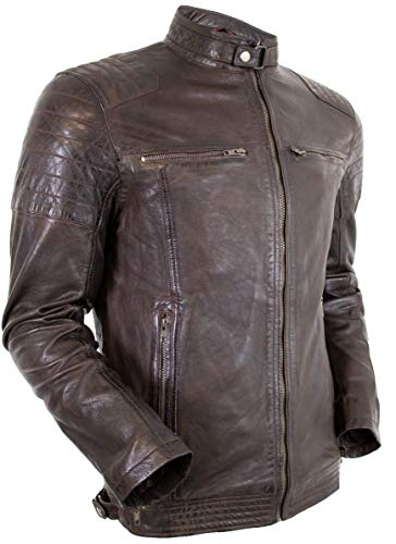 MDM Bikerjacke für Herren aus Echtleder in braun (50/L) von MDM