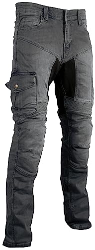 MDM Cargo Motorradjeans für Herren mit Protektoren in Grau (Gr. W38 / L32) von MDM