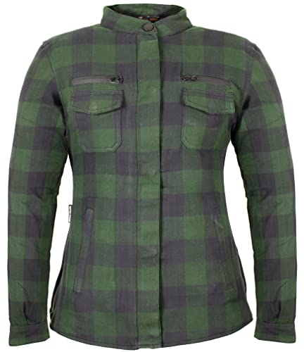 Damen Aramid Motorradhemd Wasserdicht mit Einer Sportlichen Passform (3XL, Grün) von MDM