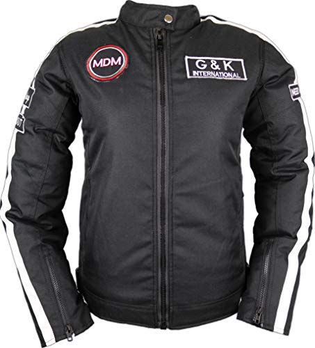 MDM Damen Motorrad Textil Jacke in schwarz mit weißen streifen (S) von MDM