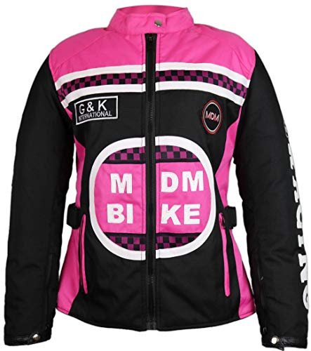 MDM Damen Racing Textiljacke mit Protektoren (DE/NL/SE/PL, Alphanumerisch, L, Regular, Regular, Rosa) von MDM