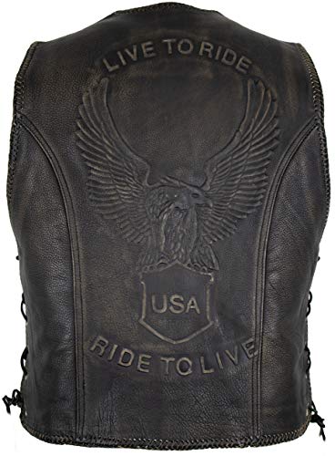 Druckknopf Lederweste mit einer Adler Prägung (L) von MDM