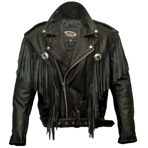 MDM Fransen Chopper Lederjacke in schwarz (4XL) von MDM
