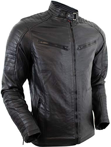 MDM Herren Biker Kunst Lederjacke mit Gesteppten Applikationen (3XL) von MDM