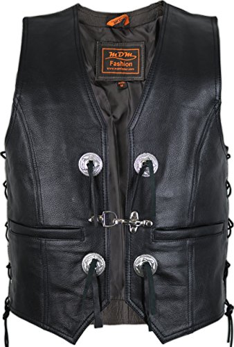 MDM Herren Chopper Conchos Motorrad Lederweste, schwarz (Gr. M) von MDM