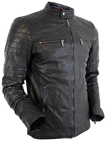 MDM Herren Jacke Übergangsjacke Biker Lederjacke Echtleder (46/S) von MDM