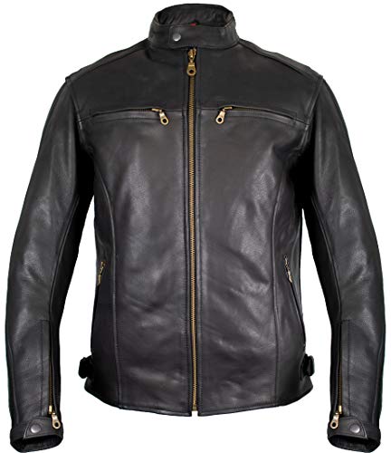 MDM Herren Lederjacke, Motorrad Lederjacke, Bikerjacke, Rind Leder, (2XL) von MDM