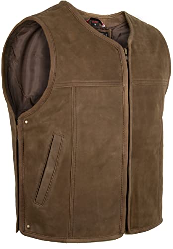 MDM Herren Lederweste Kutte in Braun Rau Leder (4XL) von MDM