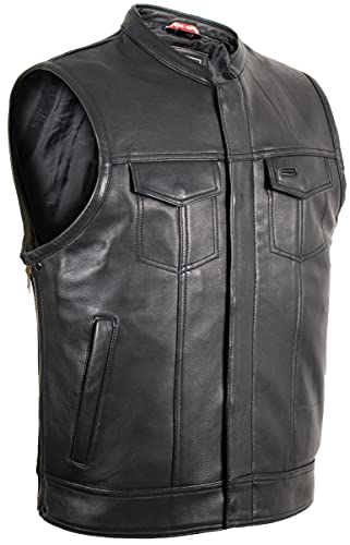 MDM Herren Lederweste in Jeans Optik mit seitlichen Reißverschluss zum erweitern (4XL) von MDM