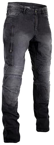 MDM Herren Motorrad Biker Jeans mit Aramid Gewebe und Protektoren, Slim Fit (DE/NL/SE/PL, Bundweite & Schrittlänge, 38, 32, anthrazit) von MDM