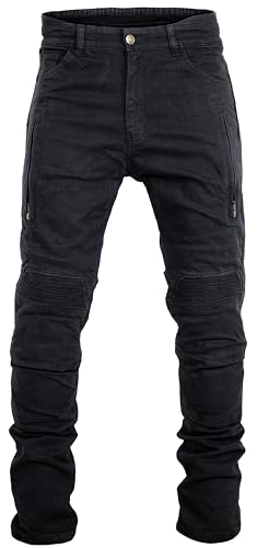 MDM Herren Motorrad Biker Jeans mit Aramid Gewebe und Protektoren, Slim Fit (DE/NL/SE/PL, Bundweite & Schrittlänge, 42, 32, schwarz) von MDM