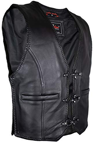 MDM Herren Motorrad Biker Lederweste, Seitlichen Erweiterungen, Schwarze Schnallen (Gr. 2XL) von MDM