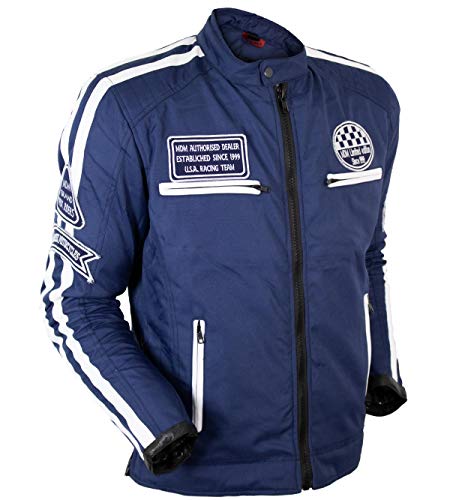 MDM Herren Motorrad Textil Jacke mit Protektoren in verschiedenen Farben erhältlich (Blau/Weiß, l) von MDM