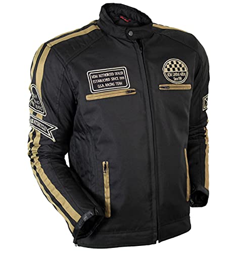 Herren Motorrad Textil Jacke mit Protektoren in verschiedenen Farben erhältlich (Schwarz/Braun, x_l) von MDM